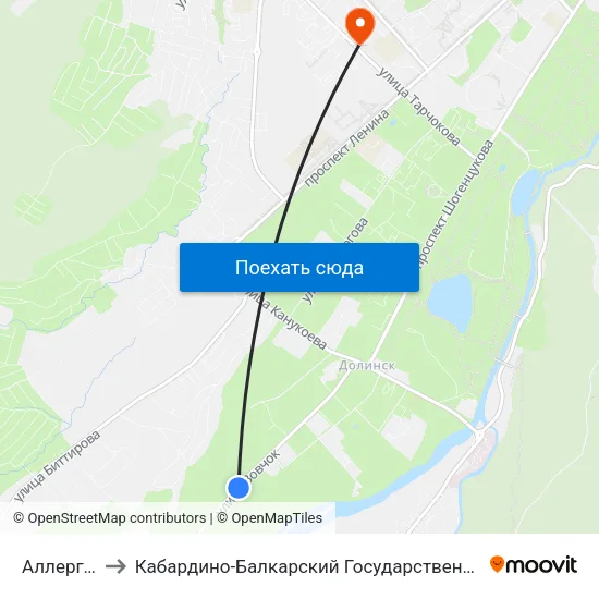 Аллергоцентр to Кабардино-Балкарский Государственный Аграрный Университет map