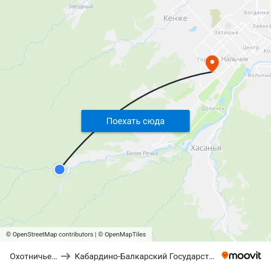 Охотничье Хозяйство to Кабардино-Балкарский Государственный Аграрный Университет map