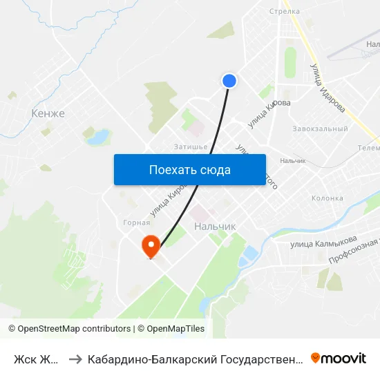 Жск Жилстрой to Кабардино-Балкарский Государственный Аграрный Университет map