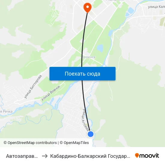 Автозаправочная Станция to Кабардино-Балкарский Государственный Аграрный Университет map