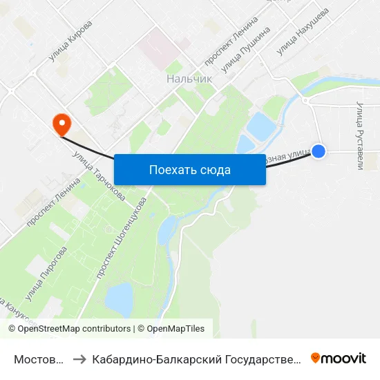 Мостовая Улица to Кабардино-Балкарский Государственный Аграрный Университет map