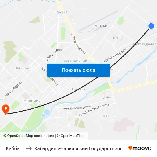 Каббалкснаб to Кабардино-Балкарский Государственный Аграрный Университет map