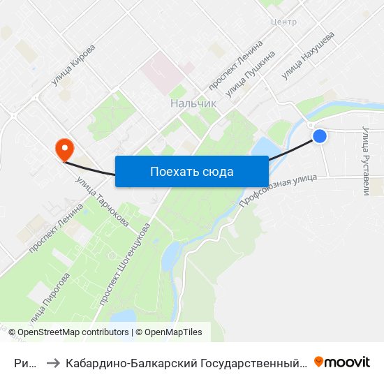 Ридада to Кабардино-Балкарский Государственный Аграрный Университет map