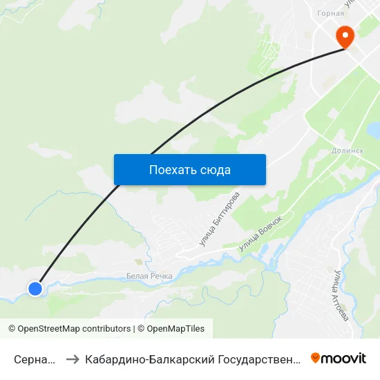 Серная Улица to Кабардино-Балкарский Государственный Аграрный Университет map
