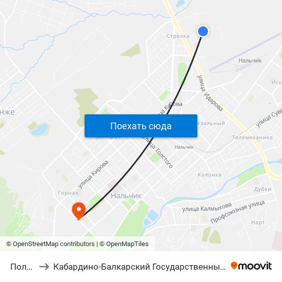 Полк Ппс to Кабардино-Балкарский Государственный Аграрный Университет map