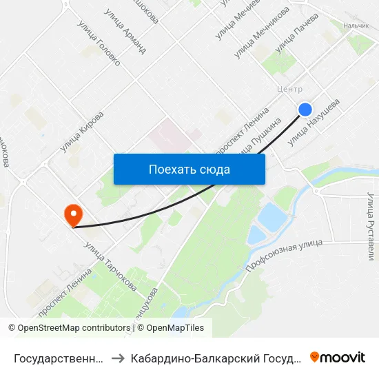 Государственный Концертный Зал to Кабардино-Балкарский Государственный Аграрный Университет map