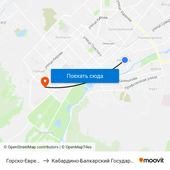 Горско-Еврейская Община to Кабардино-Балкарский Государственный Аграрный Университет map