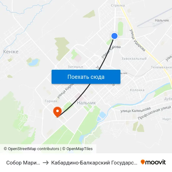 Собор Марии Магдалины to Кабардино-Балкарский Государственный Аграрный Университет map
