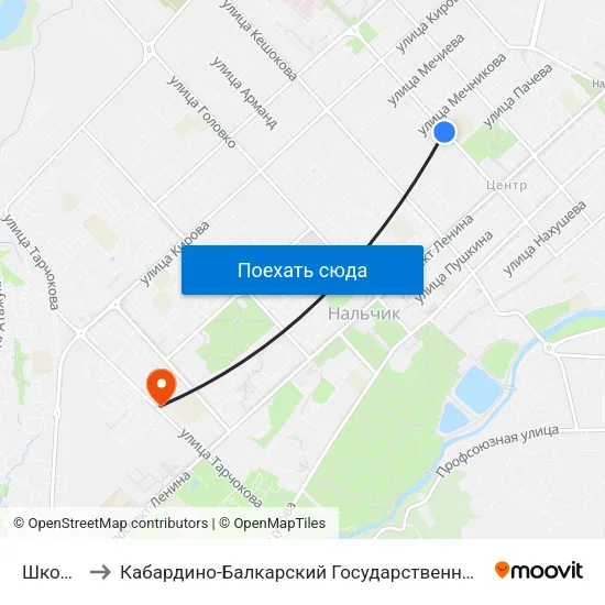 Школа №5 to Кабардино-Балкарский Государственный Аграрный Университет map