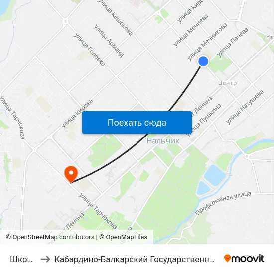 Школа №5 to Кабардино-Балкарский Государственный Аграрный Университет map