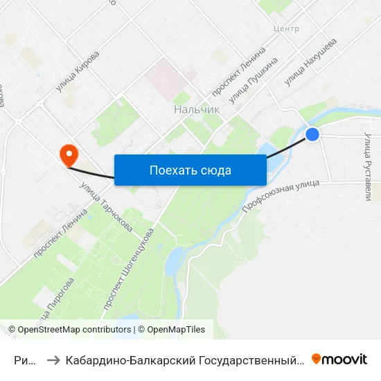 Ридада to Кабардино-Балкарский Государственный Аграрный Университет map