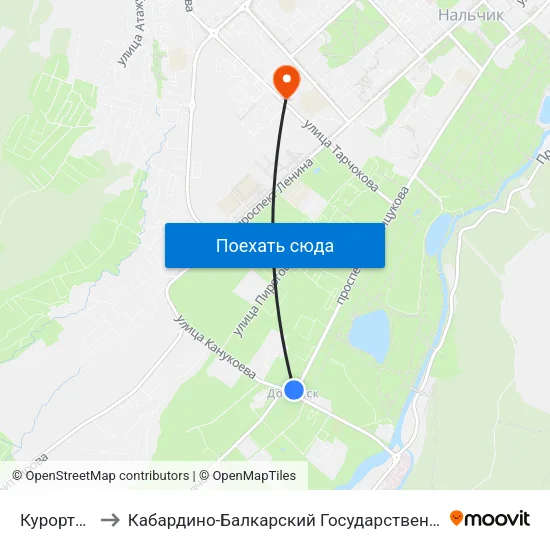 Курортный Зал to Кабардино-Балкарский Государственный Аграрный Университет map