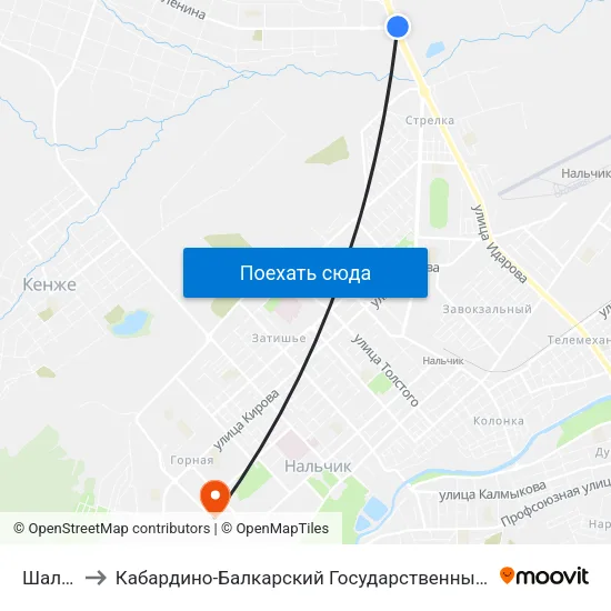 Шалушка to Кабардино-Балкарский Государственный Аграрный Университет map