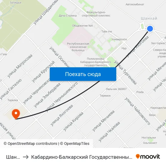 Шанхай to Кабардино-Балкарский Государственный Университет map