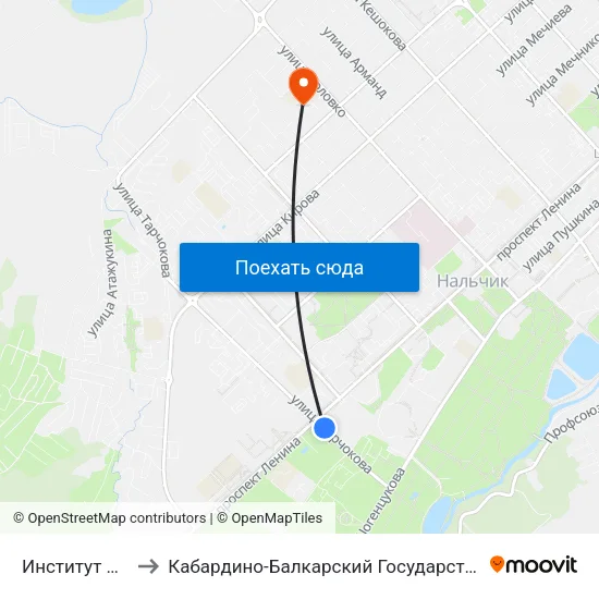 Институт Искусств to Кабардино-Балкарский Государственный Университет map