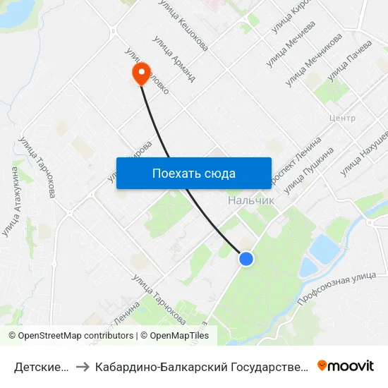 Детские Сады to Кабардино-Балкарский Государственный Университет map