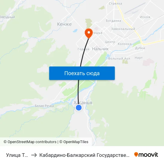 Улица Титова to Кабардино-Балкарский Государственный Университет map