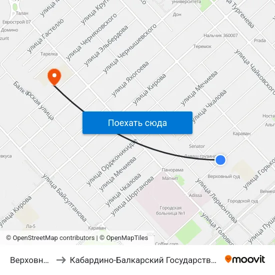 Верховный Суд to Кабардино-Балкарский Государственный Университет map
