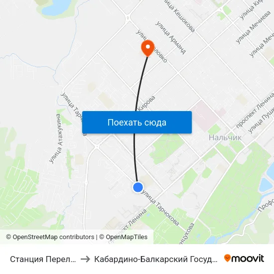 Станция Переливания Крови to Кабардино-Балкарский Государственный Университет map