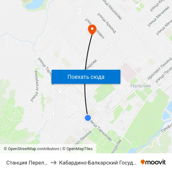 Станция Переливания Крови to Кабардино-Балкарский Государственный Университет map