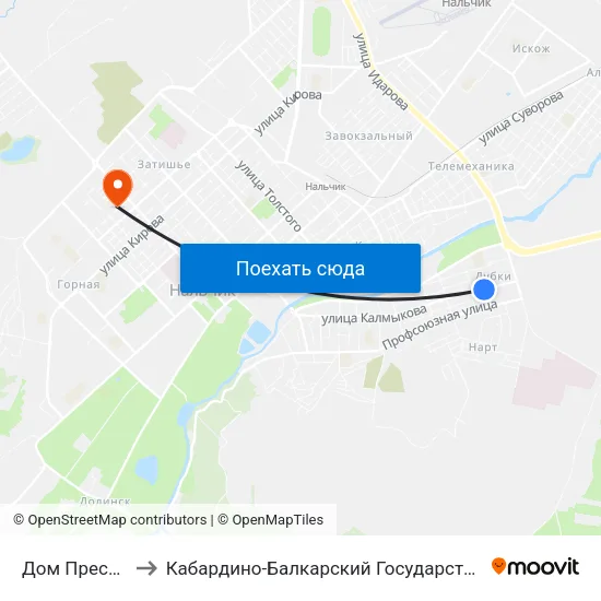 Дом Престарелых to Кабардино-Балкарский Государственный Университет map