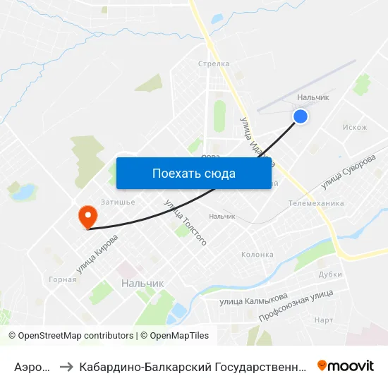 Аэропорт to Кабардино-Балкарский Государственный Университет map