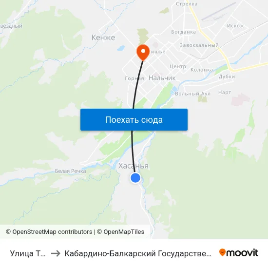 Улица Титова to Кабардино-Балкарский Государственный Университет map