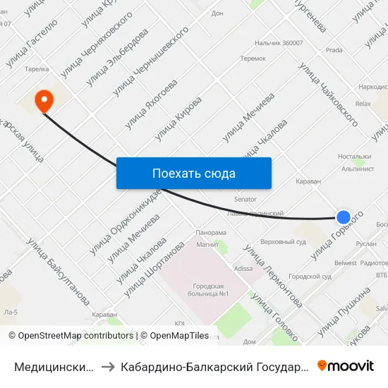 Медицинский Колледж to Кабардино-Балкарский Государственный Университет map
