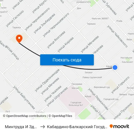 Минтруда И Здравоохранения to Кабардино-Балкарский Государственный Университет map