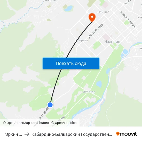 Эркин Ёзен to Кабардино-Балкарский Государственный Университет map