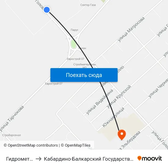 Гидрометаллург to Кабардино-Балкарский Государственный Университет map