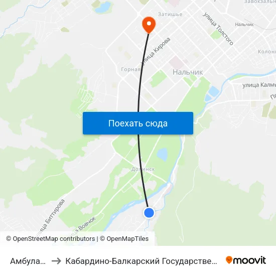 Амбулатория to Кабардино-Балкарский Государственный Университет map