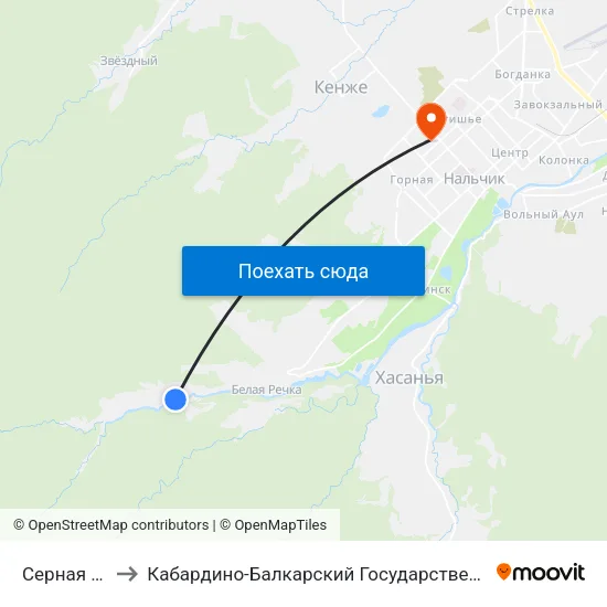 Серная Улица to Кабардино-Балкарский Государственный Университет map