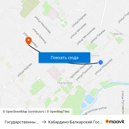 Государственный Концертный Зал to Кабардино-Балкарский Государственный Университет map