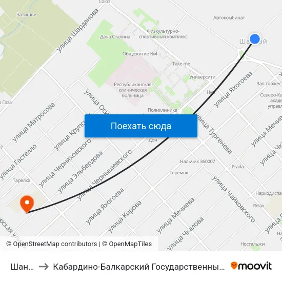 Шанхай to Кабардино-Балкарский Государственный Университет map