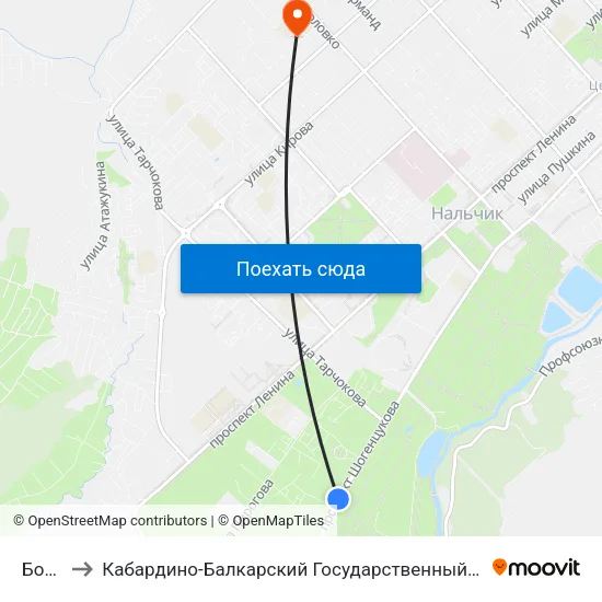 Бочка to Кабардино-Балкарский Государственный Университет map