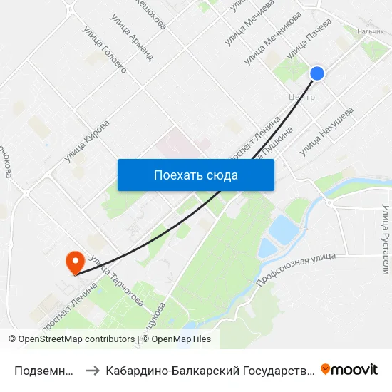 Подземный Переход to Кабардино-Балкарский Государственный Аграрный Университет map