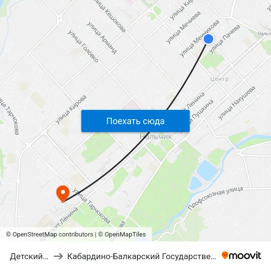 Детский Стадион to Кабардино-Балкарский Государственный Аграрный Университет map