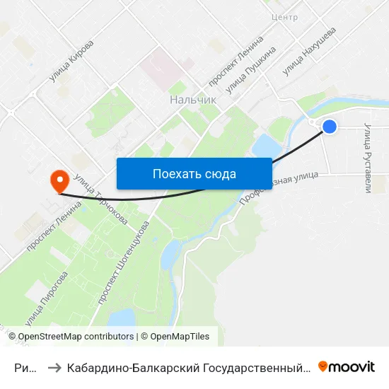 Ридада to Кабардино-Балкарский Государственный Аграрный Университет map