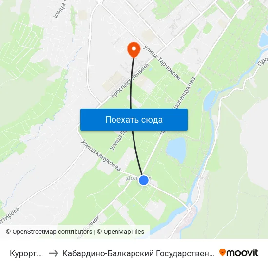 Курортный Зал to Кабардино-Балкарский Государственный Аграрный Университет map