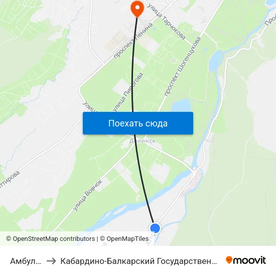 Амбулатория to Кабардино-Балкарский Государственный Аграрный Университет map