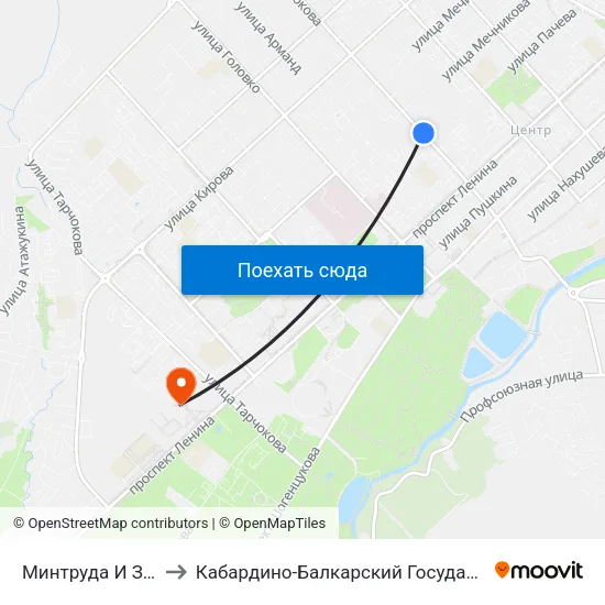 Минтруда И Здравоохранения to Кабардино-Балкарский Государственный Аграрный Университет map