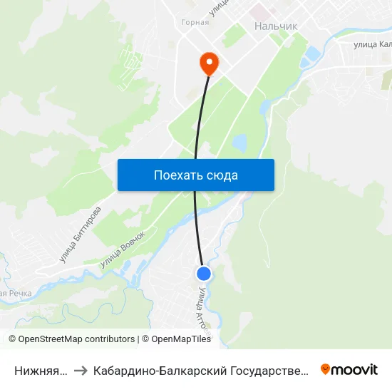 Нижняя Мечеть to Кабардино-Балкарский Государственный Аграрный Университет map