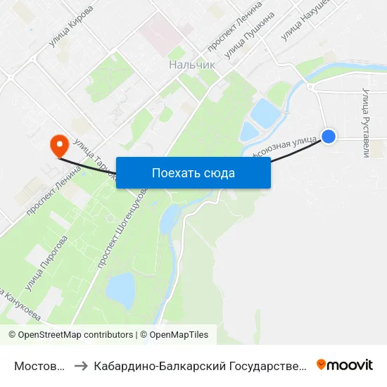 Мостовая Улица to Кабардино-Балкарский Государственный Аграрный Университет map