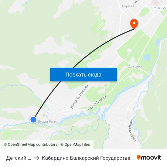 Детский Сад №13 to Кабардино-Балкарский Государственный Аграрный Университет map