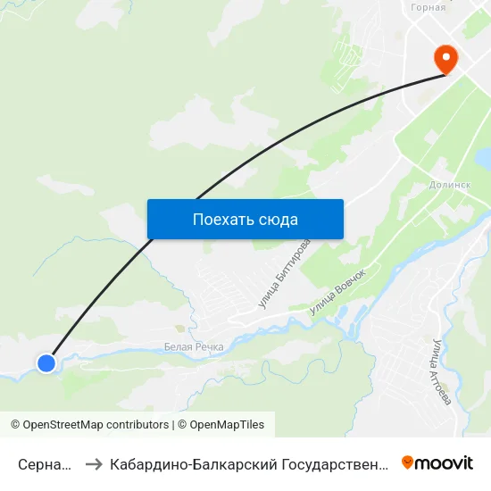 Серная Улица to Кабардино-Балкарский Государственный Аграрный Университет map