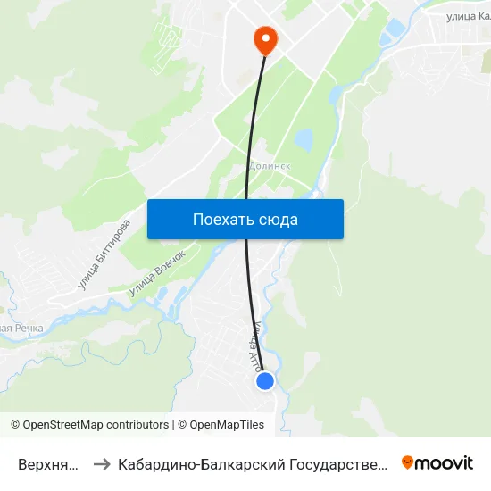 Верхняя Мечеть to Кабардино-Балкарский Государственный Аграрный Университет map