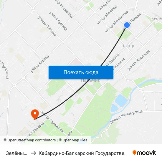 Зелёный Рынок to Кабардино-Балкарский Государственный Аграрный Университет map