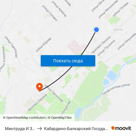 Минтруда И Здравоохранения to Кабардино-Балкарский Государственный Аграрный Университет map