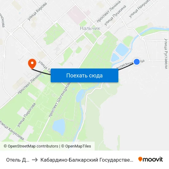 Отель Джайлык to Кабардино-Балкарский Государственный Аграрный Университет map